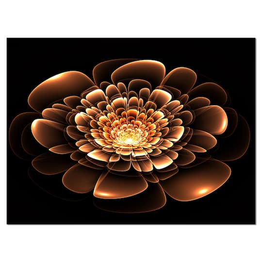 Designart - Glittering Brown Yellow Fractal Flower